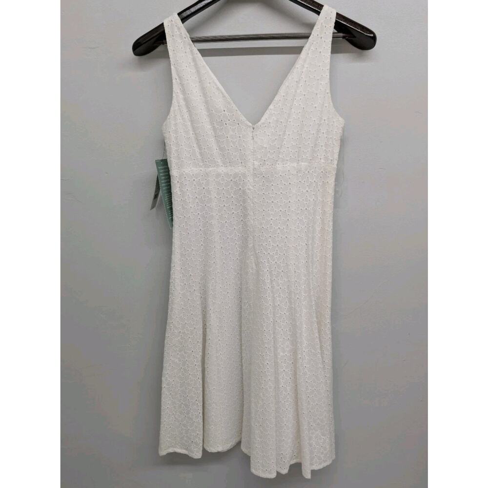 NEW American Living White Cotton Eyelet Lined Fit and Flare Dress Size 8 - Picture 7 of 11